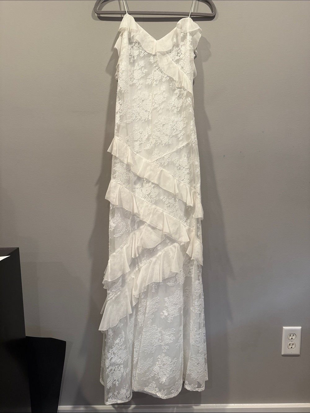 LoveShackFancy Rialto Ruffled Lace Maxi Gown Dress White Size 2